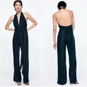 Zara Velvet Halter Jumpsuit